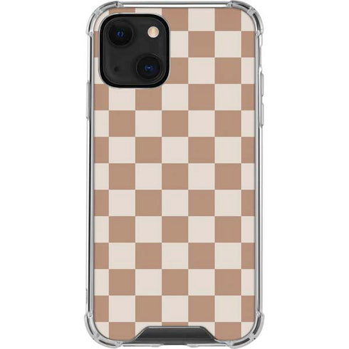 Neutral Checkered iPhone 14 Clear Case
